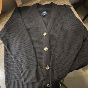 GAP Women's Black Textured Cardigan Sweater